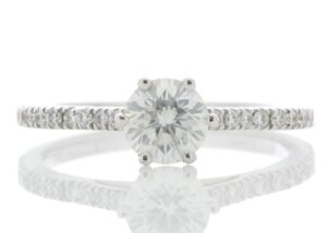 18ct White Gold Solitaire Diamond ring  With Stone Set Shoulders (0.71) 0.90 Carats