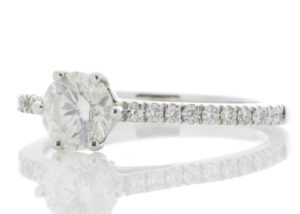 18ct White Gold Solitaire Diamond ring  With Stone Set Shoulders (0.71) 0.90 Carats