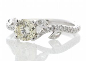 18ct White Gold Set Shoulders Diamond Ring (0.71) 1.09 Carats