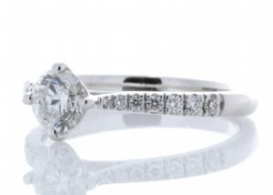 18ct White Gold Single Stone Claw Set With Stone Set Shoulders Diamond Ring (0.61) 0.76 Carats