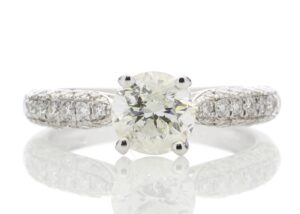 18ct White Gold Single Stone Diamond Ring With Stone Set Shoulders (1.00) 1.38 Carats