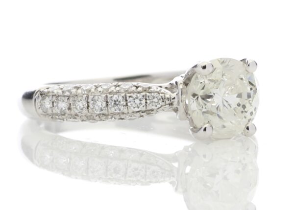 18ct White Gold Single Stone Diamond Ring With Stone Set Shoulders (1.00) 1.38 Carats - Image 4