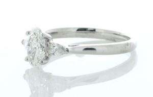 18ct White Gold Three Stone Oval Cut Diamond Ring (0.70) 1.00 Carats