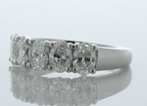 18ct White Gold Five Stone Oval Cut Diamond Ring 2.10