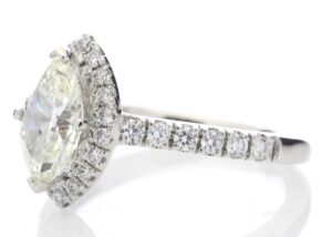 Platinum Single Stone Marquise Cut Diamond Ring (1.04) 1.43 Carats