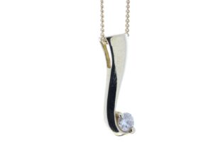 9ct Yellow Gold Wave  Diamond Set Pendant 0.18 Carats