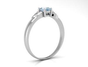 9ct White Gold Diamond And Blue Topaz Ring 0.01 Carats