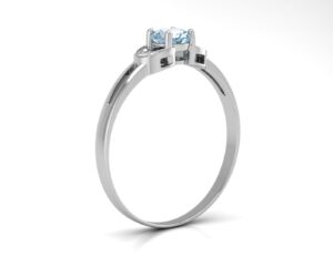 9ct White Gold Fancy Cluster Diamond And Blue Topaz Ring 0.01 Carats