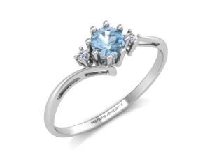 9ct White Gold Fancy Cluster Diamond And Blue Topaz Ring 0.01 Carats