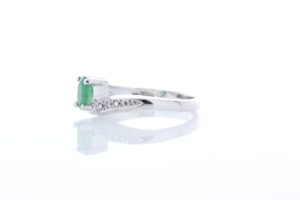 9ct White Gold Diamond And Emerald Ring (E 0.50) 0.01