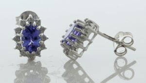 9ct White Gold Diamond And Tanzanite Earring (T0.86) 0.12