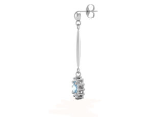 9ct White Gold Diamond And Blue Topaz Earring 0.12 Carats