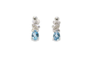 9ct White Gold Diamond And Blue Topaz Earring (BT0.86)  0.01