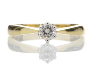 18ct Yellow Gold Single Stone Six Claw Set Diamond Ring H SI 0.25 Carats