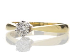 18ct Yellow Gold Single Stone Six Claw Set Diamond Ring H SI 0.25 Carats