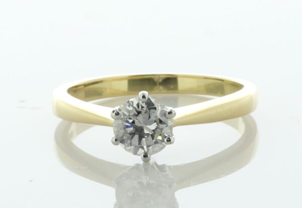 18ct Yellow Gold Single Stone Six Claw Set Diamond Ring 0.79