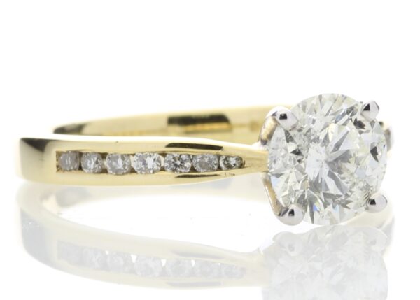 18ct Yellow Gold Single Stone Diamond Ring With Stone Set Shoulders (1.11) 1.28 Carats - Image 4