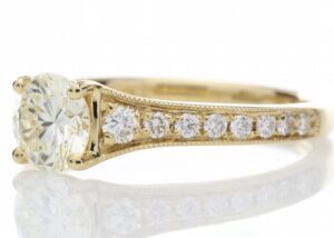 18ct Yellow Gold Single Stone Diamond Ring With Stone Set Shoulders (0.75) 1.06 Carats