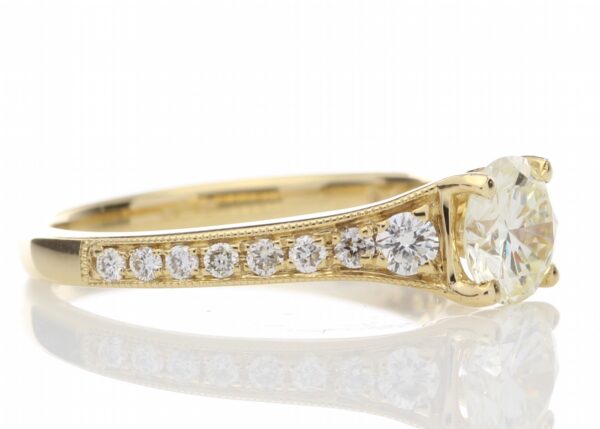 18ct Yellow Gold Single Stone Diamond Ring With Stone Set Shoulders (0.75) 1.06 Carats - Image 4