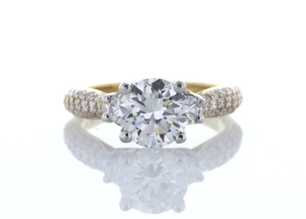 18ct Yellow Gold Single Stone Claw Set With Stone Set Shoulders Diamond Ring (1.64) 2.31 Carats