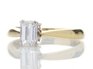 18ct Single Stone Emerald Cut Diamond Ring D SI3 0.72 Carats