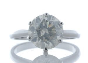 18ct White Gold Single Stone Prong Set Diamond Ring 3.12 Carats