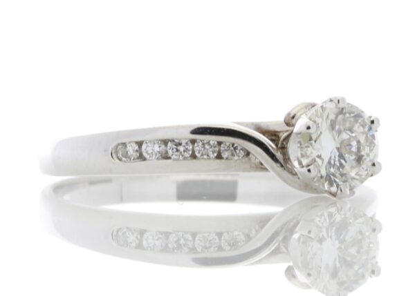 18ct White Gold Single Stone Diamond Ring With Stone Set shoulders (0.51) 0.61 Carats - Image 4