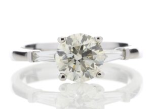 18ct White Gold Single Stone Diamond Ring With Stone Set Shoulders (1.50) 1.62 Carats