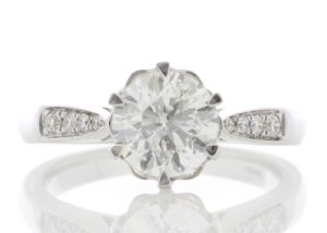 18ct White Gold Single Stone Diamond Ring With Stone Set Shoulders (1.50) 1.61 Carats