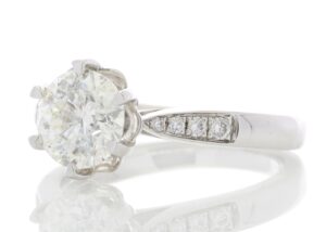 18ct White Gold Single Stone Diamond Ring With Stone Set Shoulders (1.50) 1.61 Carats