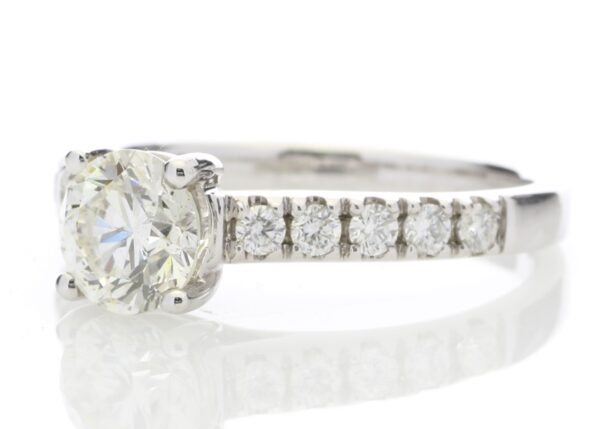 18ct White Gold Single Stone Diamond Ring With Stone Set Shoulders (1.02) 1.32 Carats - Image 2