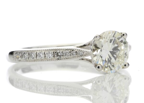 18ct White Gold Single Stone Diamond Ring With Stone Set Shoulders (1.02) 1.15 Carats - Image 4