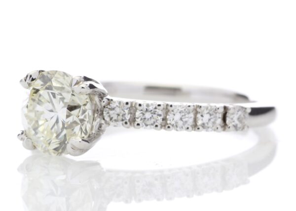 18ct White Gold Single Stone Diamond Ring With Stone Set Shoulders (1.51) 1.97 Carats - Image 2