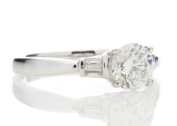 18ct White Gold Single Stone Diamond Ring With Baguette (1.02) 1.15 Carats - Image 4