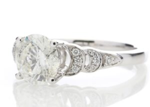 18ct White Gold Single Stone Claw Set With Stone Set Shoulders Diamond Ring (1.55) 1.63 Carats