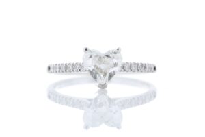 18ct White Gold Single Stone Heart Cut  With Stone Set Shoulders Diamond Ring (1.00) 1.17