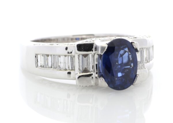 18ct White Gold Rub Over Set Semi Eternity Diamond And Sapphire Ring (S 3.60) 1.27 Carats - Image 4