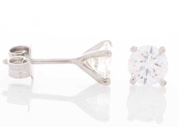 18ct White Gold Single Stone Diamond Earring 1.00 Carats - Image 3