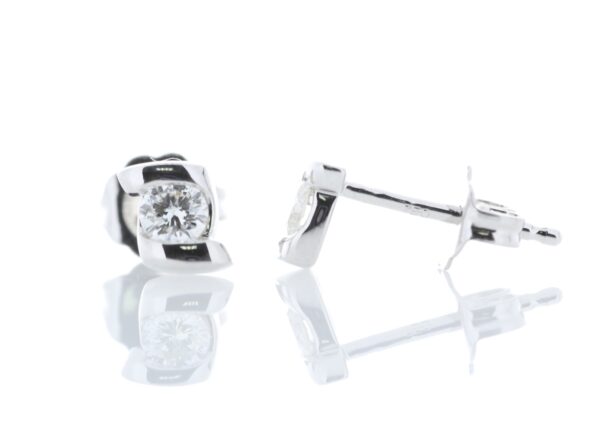 18ct White Gold Single Stone Bar Set Diamond Earring 0.25 - Image 5