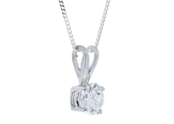 18ct White Gold Single Stone Wire Set Diamond Pendant 0.63 Carats - Image 2