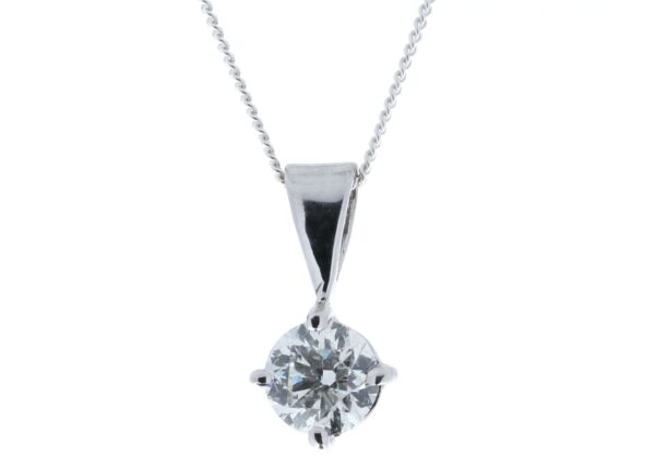 18ct White Gold Single Stone Wire Set Diamond Pendant 0.70 Carats