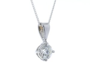 18ct White Gold Single Stone Wire Set Diamond Pendant 0.70 Carats