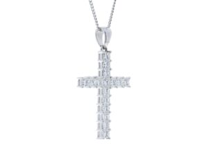 18ct White Gold Diamond Cross Pendant 1.60 Carats