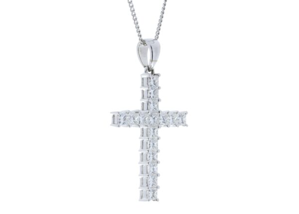 18ct White Gold Diamond Cross Pendant 1.60 Carats - Image 2