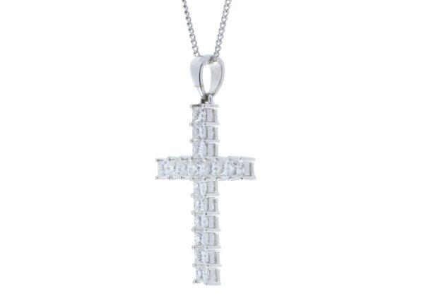 18ct White Gold Diamond Cross Pendant 1.60 Carats - Image 4