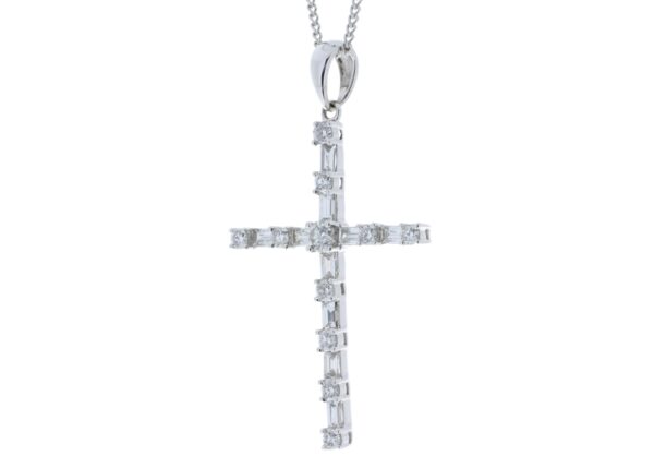 18ct White Gold Diamond Cross Pendant 0.77 Carats - Image 4