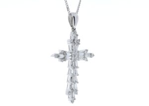 18ct White Gold Diamond Cross Pendant (0.70) 0.94 Carats