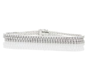 18ct White Gold Three Row Tennis Diamond Bracelet 7.22 Carats