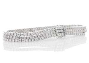 18ct White Gold Three Row Tennis Diamond Bracelet 7.22 Carats