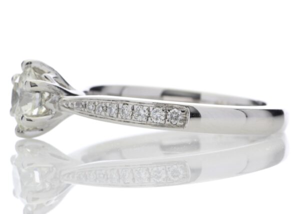 Platinum Single Stone Claw Set With Stone Set Shoulders Diamond Ring 0.82 Carats - Image 3